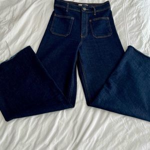 Zara wide leg high waisted pants. Marine pants.
